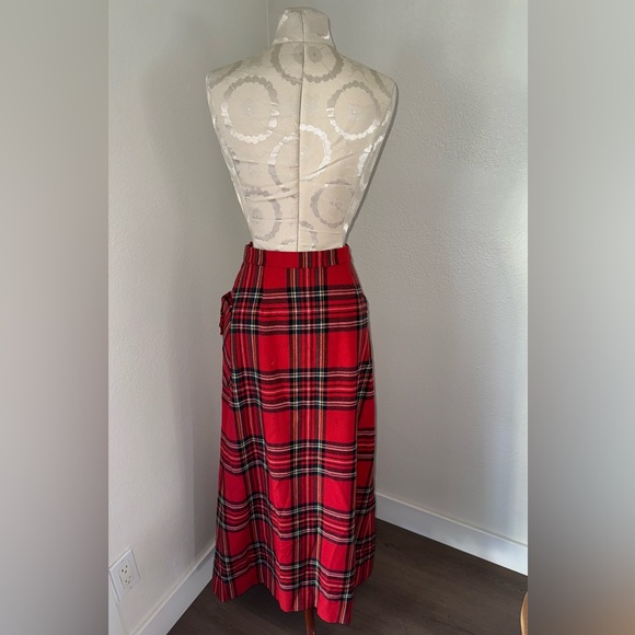 Vintage Abercrombie & Fitch Red Plaid Button-Front Maxi Skirt Size 8-READ - Picture 5 of 16